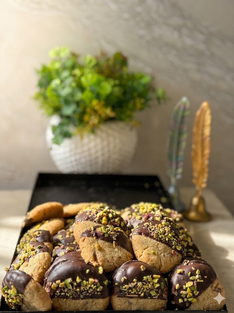 Çikolata Kaplı Antep Fıstıklı Kuru Pasta